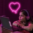 thumbnail image 2 of Letrero de neón de corazón - Luz de corazón derretida para decoración de habitación de adolescentes/niños/niñas - Letrero de corazón de neón alimentado por USB con interruptor de encendido/a, 2 of 5