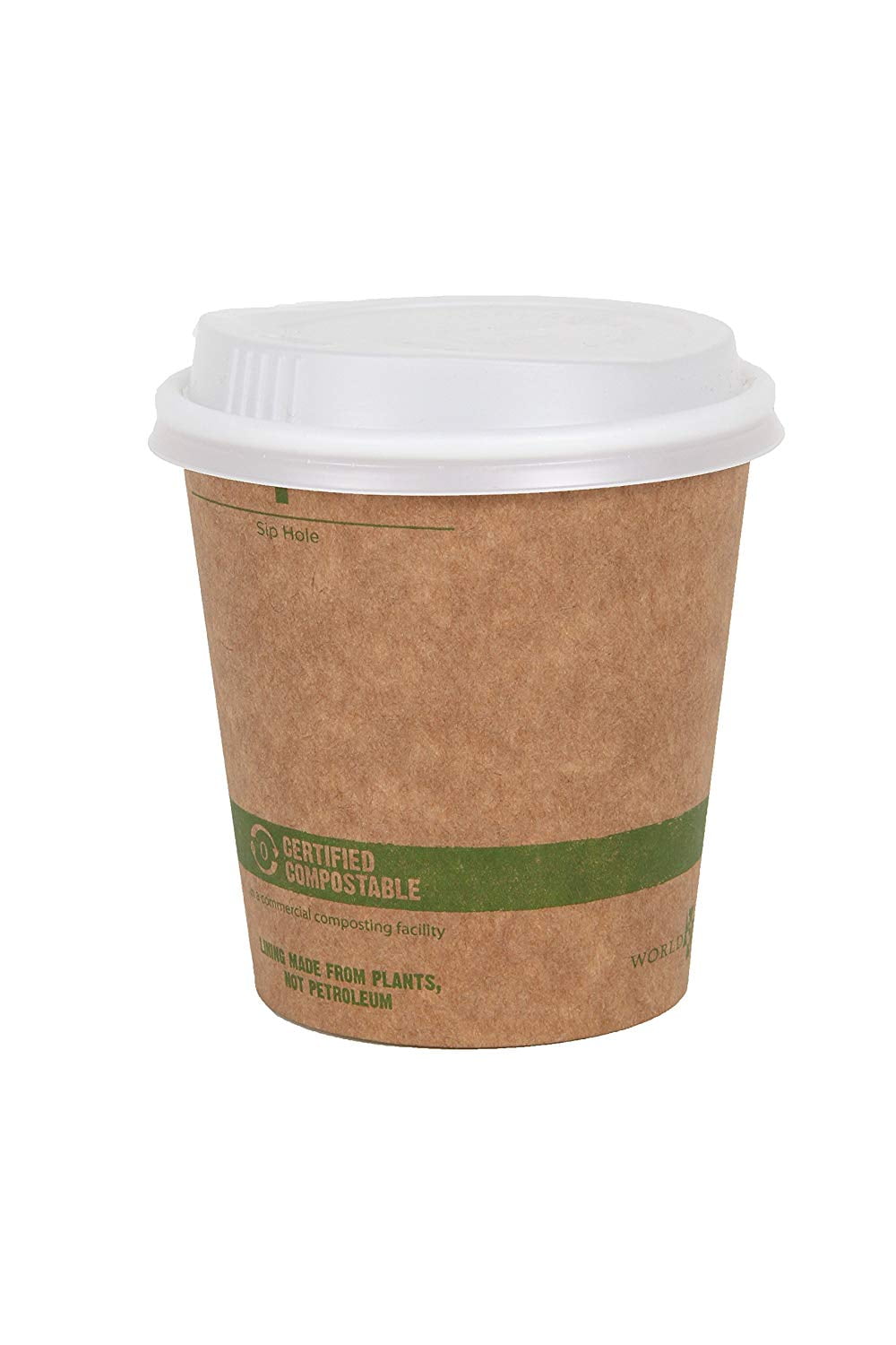 World Centric 100 Biodegradable, 12 Ounce Kraft Coffee Hot Cup and Lid