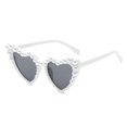 thumbnail image 2 of OJSFQUFP Heart Shape Sunglasses Love Heart Pearl Sunglasses for Women White Glasses Party Bride Sunglasses, 2 of 5