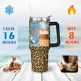thumbnail image 4 of 40oz Fashion Leopard Pattern Stainless Steel Flip Straw Tumbler Spill Proof Travel Cup Double Wall Vacuum Insulated Coffee Mug with Top Handle, 4 of 6