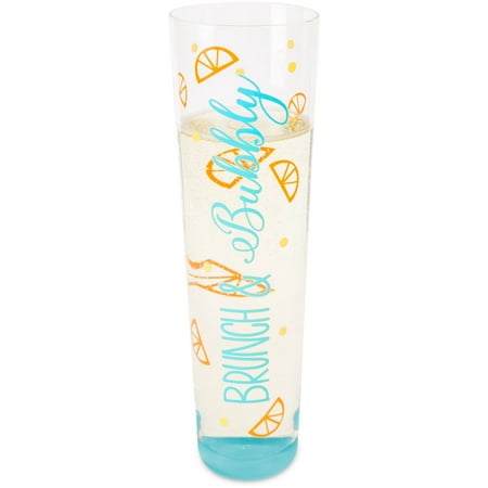 

Pavilion - Brunch & Bubbly - Teal and Orange Polka Dot - 8 oz Glass Stemless Champagne Flute