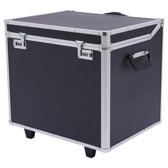 SHZICMY Locking File Chest File Rails Letter/Legal Files Storage Box with Wheels&Handle