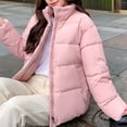 thumbnail image 4 of Tdoqot Womens Puffer Jacket Zip up Casual with Hood Long Sleeve Winter Coats Pink, 4 of 6