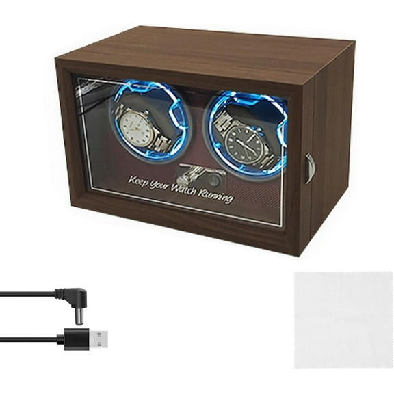 Waterproof Double Watch Winder for Automatic Watches, Luxurious Watch Winder Box, Quiet Motor, LED and 4 Rotating Modes, for Collector Enthusiast Businessman