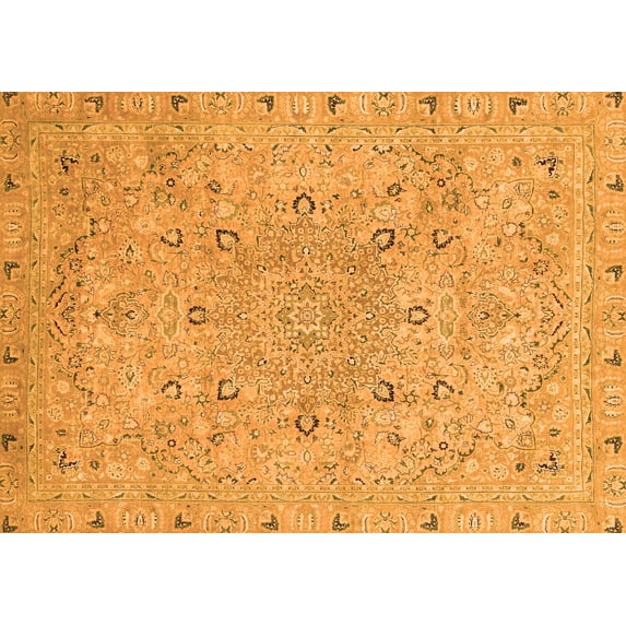Ahgly Company Indoor Rectangle Abstract Orange Modern Area Rugs, 7' x 10'