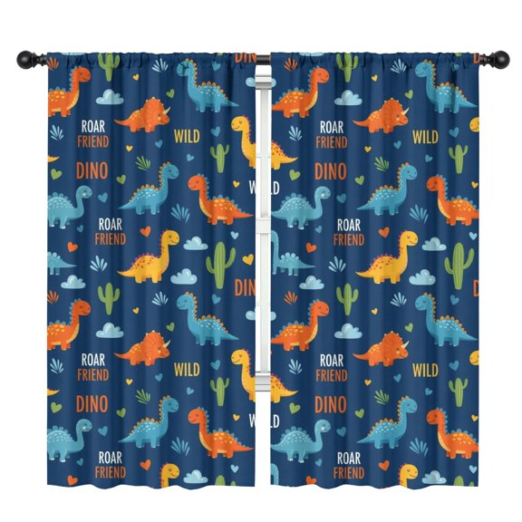 Blackout Kids Curtains,Blue Dinosaurs with Clouds and Text Childrens Insulated Curtains Set Of 2,Bedroom Essentials,Toddler Room Decor 42"x84"