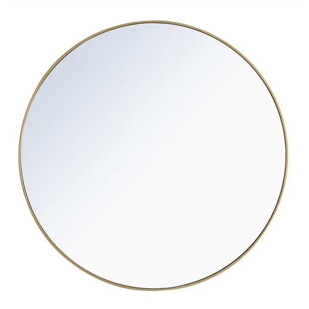48 In Metal Frame Round Mirror In Brass Walmart Com Walmart Com