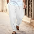 thumbnail image 2 of Vividxx Mens Casual Pants Men's Solid Casual Pocket Front Pocket Fold Wide Leg Pants Elastic Waist Belt Loose Pants Solid Color Classic, 2 of 8