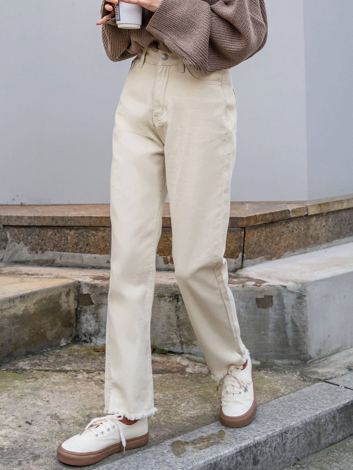 Women's High Waist Split Raw Hem 