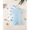 thumbnail image 3 of KIMI BEAR Newborn Baby Boys Romper 6-12 Months Summer Clothing 2 Packs Short Sleeves Bodysuit Elephants Print One Piece Jumpsuits Clothes Multicolor, 3 of 9