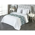 thumbnail image 3 of Chamomile Bed Runner, Vintage Vibe Cartoon Style Daisy Flowers Pattern With Butterfly Print, Decorative Accent Bedding Scarf for Hotels Homes & Guest Rooms, King, Cadet Blue White Coral, by Ambesonne, 3 of 3