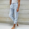 thumbnail image 2 of Pants For Women Ladies Summer Elastic High Waist Solid Color Cotton Linen Wide Leg Loose Pants, 2 of 5