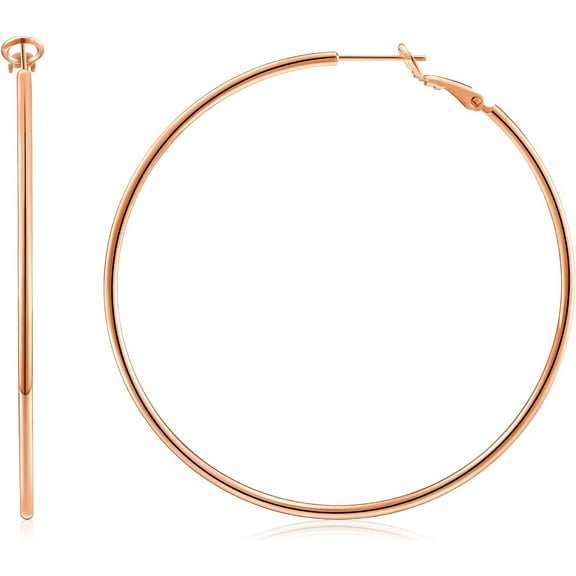 Hoop Earrings For Women 14K Real Gold Plated, 925 Sterling Silver Post Gold Hoops For Women[Z7491]