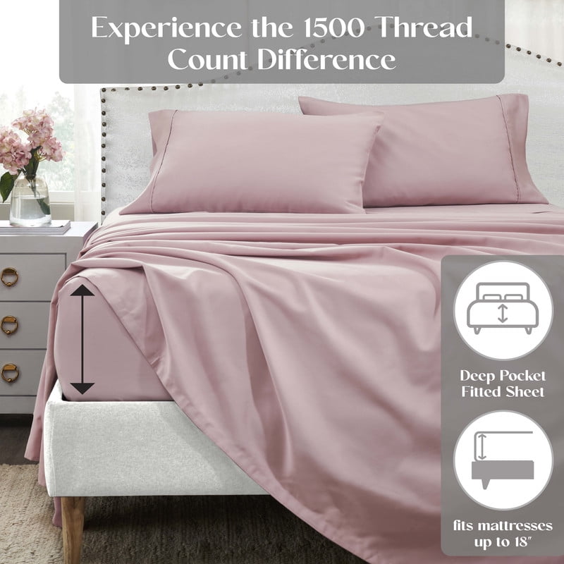 Superior 4-Piece 1400-1500 Thread Count Lavender Sheet Set, Queen