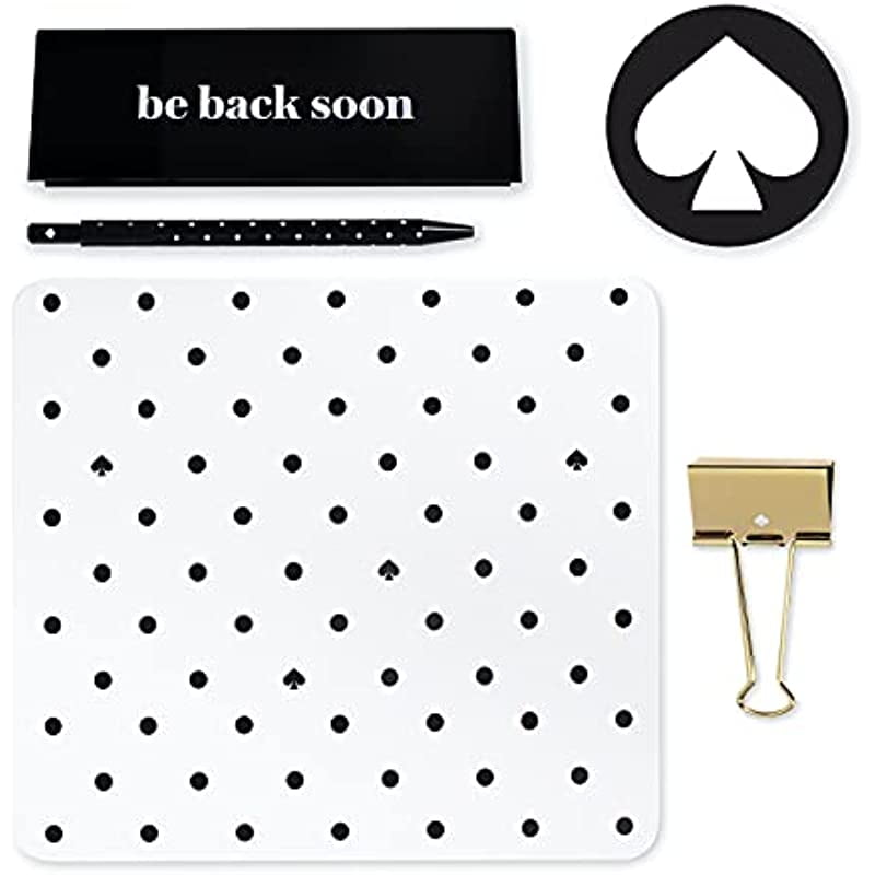 Kate Spade New York Decorative Desk Accessories Gift Set, Office Supplies  for Work/School, Organizer Includes Mouse Pad, Binder Clip, Desk Sign,  Notepad and Ink Pen, Black and White Dots 