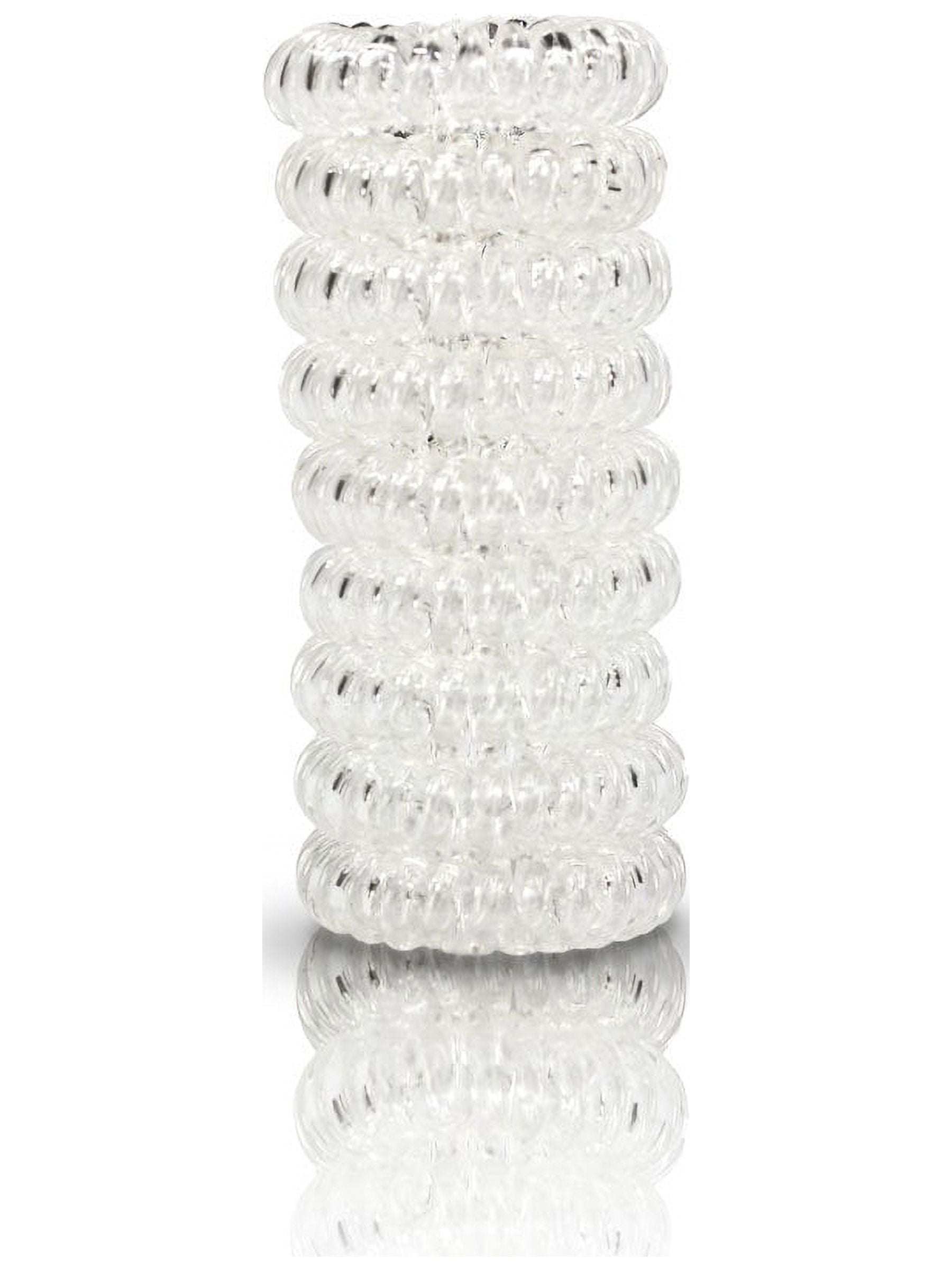 TRADEMARK BEAUTY HAIR COILS SET, Spiral Hair Ties, No Crease Ponytail Phone Cord Hair Ties, 27 Count (3 Pack), Clear