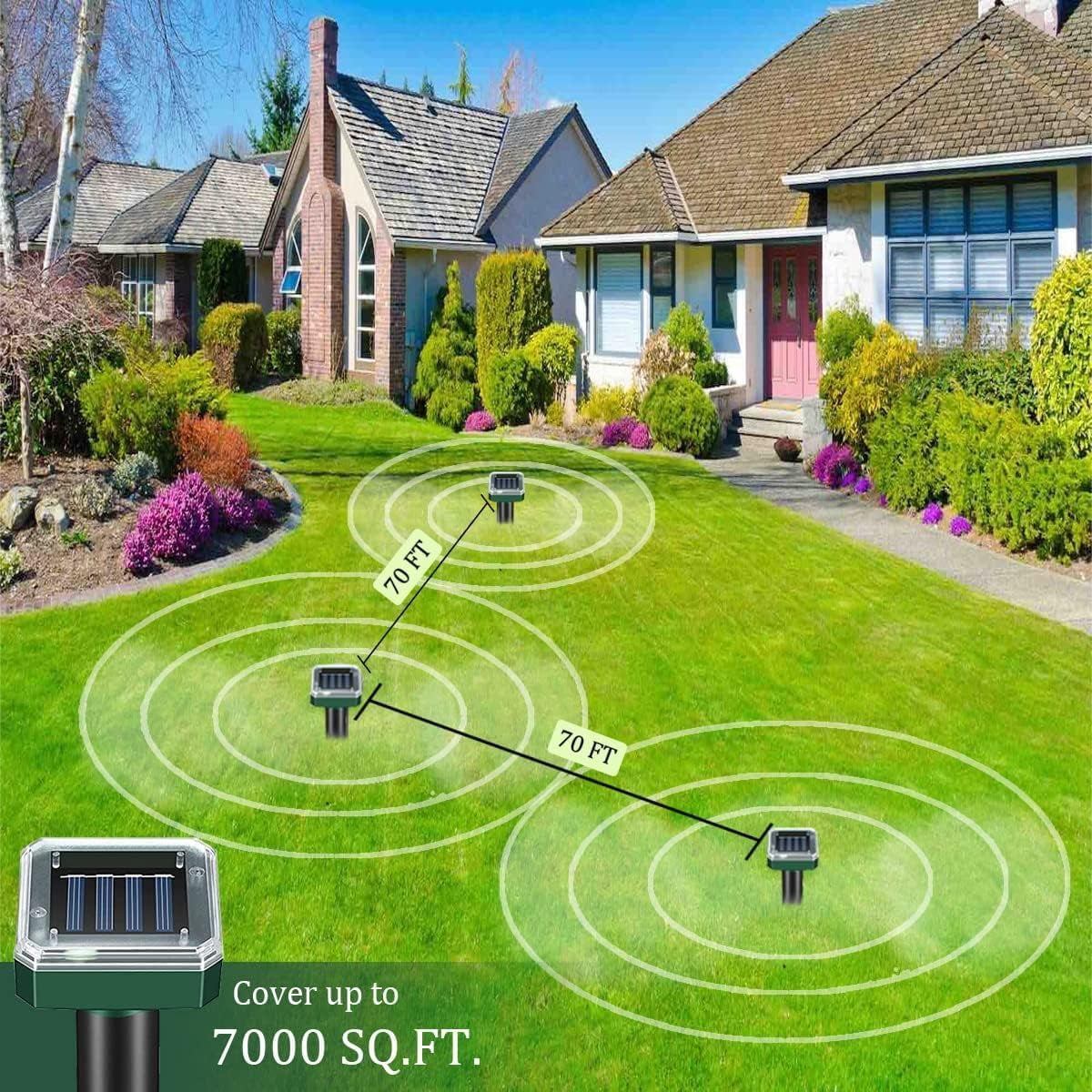 HeartGoods Mole Repellent Solar Powered, 8 Pack Waterproof Ultrasonic Gopher Vole Repellent Outdoor, Rat, Squirrel, Skunk, Repellent for Lawn Garden Yard
