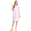 Ezi Women's Cotton-Rich Short Sleeve Nightgown - Knee-Length, Loose Fit Sleepshirt, Lavender Floral, Size Large
