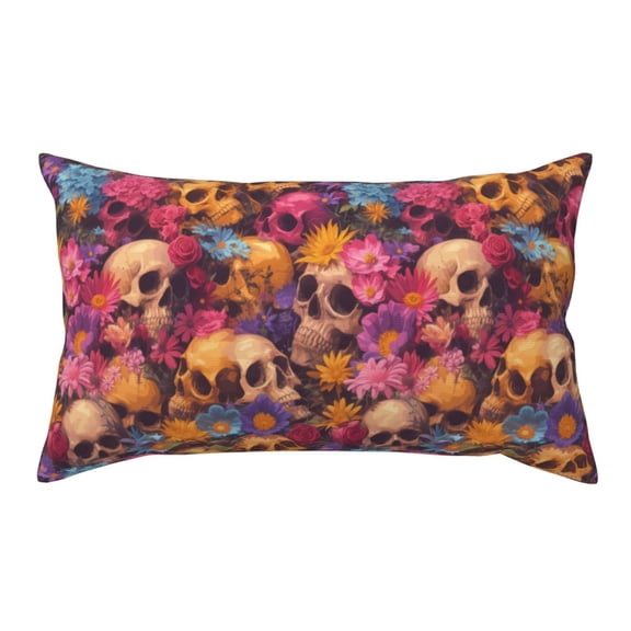 Rateoe Standard Pillowcases 20x36 Inches Skull blue daisy flower Pattern Printed Pillow Covers with Envelope Closure(Pillows are not Included)