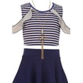 thumbnail image 4 of Little Girl Stripe Top Solid Bottom Easter Summer Flower Girl Dress Set Royal 4 JKS 2117 BNY Corner, 4 of 5