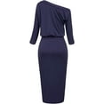 thumbnail image 6 of Betsy & Adam Womens Asymmetrical Neck One Shoulder Dress, Blue, 2, 6 of 6