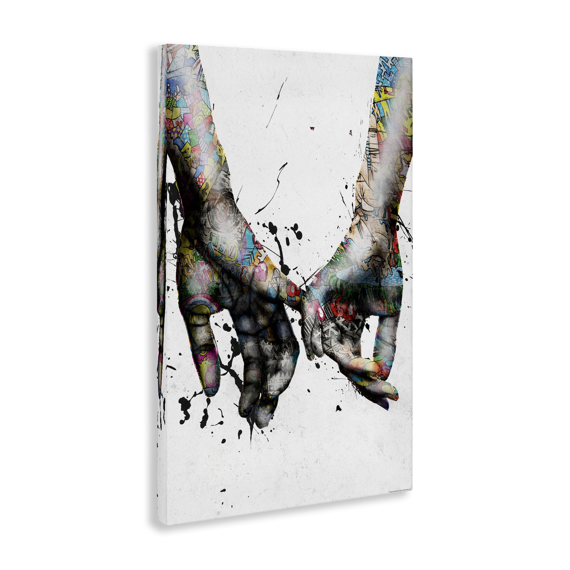 Stupell Industries Modern Splash Hand Holding People Painting Wrapped Canvas Art Print Wall Art, 20 x 30