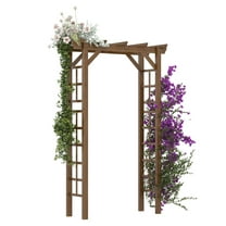 7' Wooden Garden Arbor - Fir Wood Arch Trellis for Wedding & Climbing Vines - Carbonized Outdoor Archway