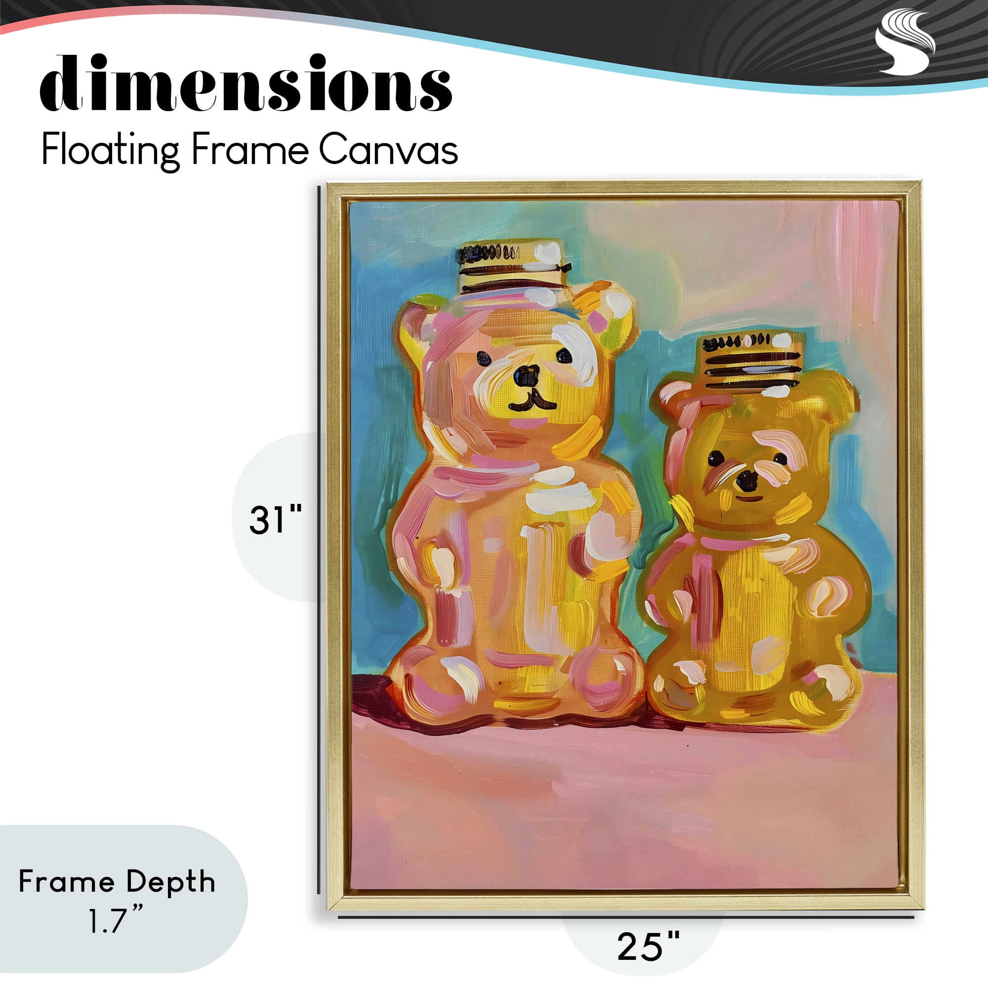 Stupell Industries Joyful Honey Bears Duo Gold Framed Floater Canvas Wall Art, design by The Prints Vibe
