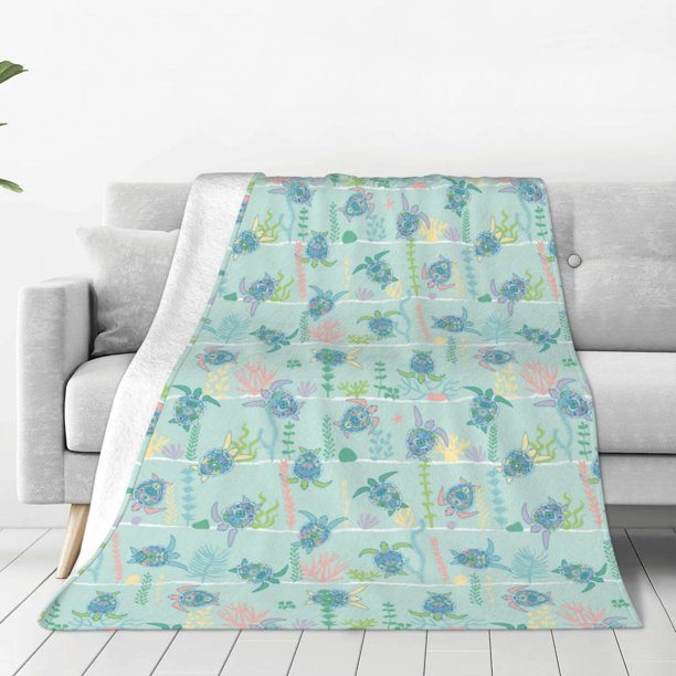 Balery Sea Turtle Manta de Felpa Suave y Acogedora – Cobija de Franela Aterciopelada para Cama, Lavable y Cálida para Sofá, Mascotas, Transpirable-80"x60"