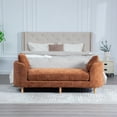 thumbnail image 2 of CQSXDA  77.17 Inch Wide Chenille Daybed Bench with Armrests and Rubberwood Legs for Bedroom or Apartment Use, Orange, 2 of 10