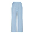 thumbnail image 4 of Gamivast Womens Clothing Linen Pants Women Elastic Waist Straight Wide Leg Cropped Pants Vacation Casual Boho Beach Pants Recent, 4 of 6