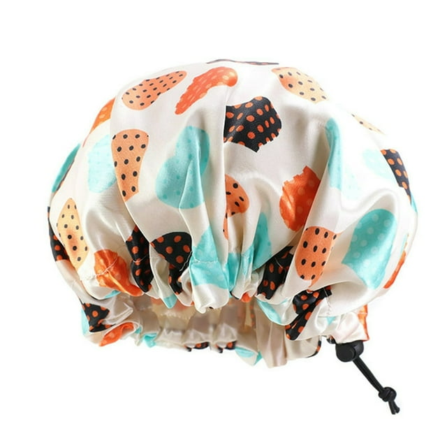 Floral Animal 2-Layer Adjustable Baby Satin Night Sleep Shower Hat Hair Care Cap