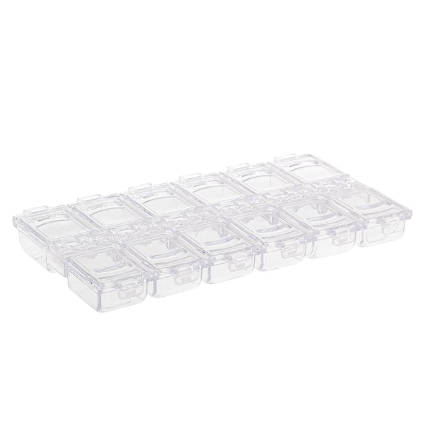 Estuche transparente con 12 compartimentos para guardar puntas de uñas y diamantes de imitación Claro