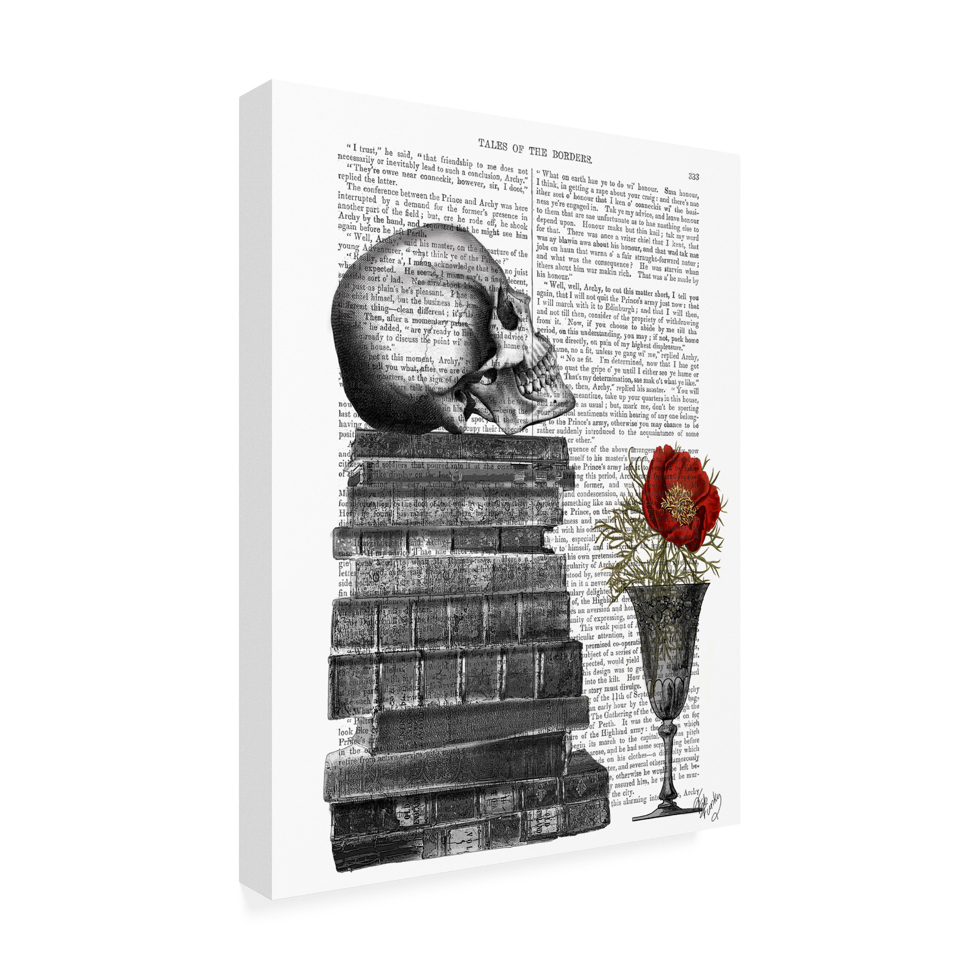 Trademark Fine Art 'Skull And Books' Canvas Art by Fab Funky