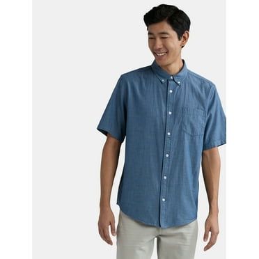 George Men's & Big Men's Classic Fit Short Sleeve Button-Up Poplin Shirt, Sizes S-3XL