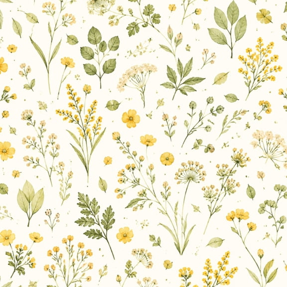 Peel and Stick Wallpaper Floral Yellow Wildflowers 17.7"x118" Contact Paper Green Leaves Beige Removable Self Adhesive Waterproof Wall Decor for Bedroom Kitchen Cabinets