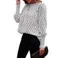 thumbnail image 4 of Minnieouse Blusa de mujer con estampado de puntos, camisa de gasa informal, linterna, manga larga, volantes de trabajo, top de dama Prendas para la parte del cuerpo Blanco L Minnieouse AP003530-03, 4 of 6