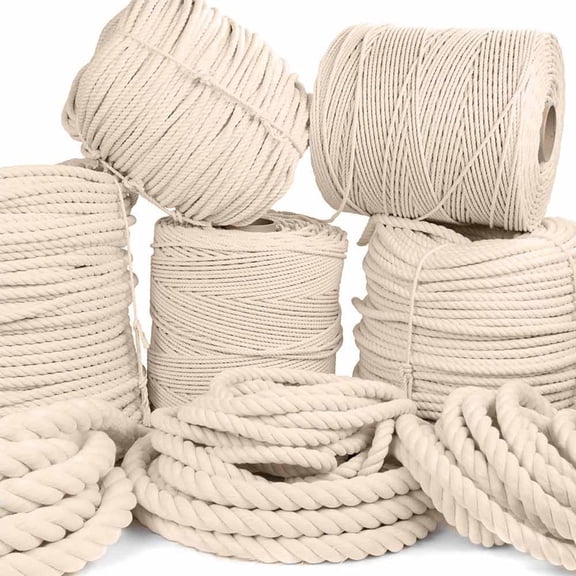 Rope and Cord White Twisted 100% Natural Cotton Rope – Lengths from 10’-600’ – 1/4"