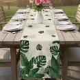 thumbnail image 4 of Monstera Leaves Table Runner 90 Inches, Summer Green Tropical Plants Leaf Beige Bed Runner Dresser Scarves Tabletop for Indoor Outdoor Parties/Ceremony/Banquet, 13" x 90", 4 of 9