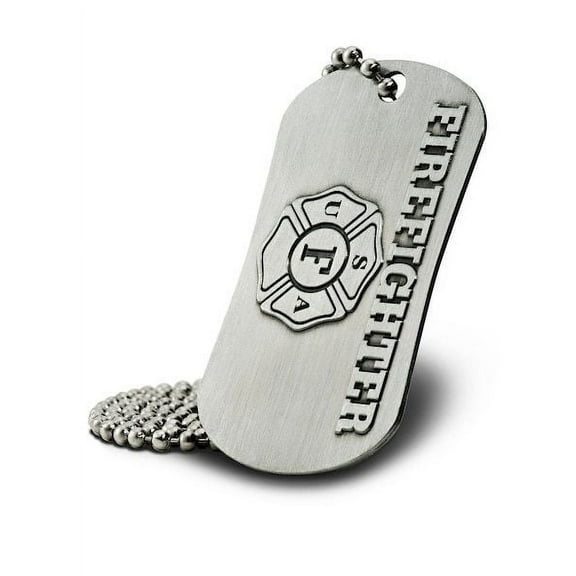 Firefighter Antique Finish Dog Tag Necklace-Joshua 1:9 by Shields of Strength