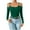Green, variant on Off the Shoulder Tops for Women Sexy Chain Straps Long Sleeve Tight Blouse One Line Neck Slin Fit Bottoming Shirt Top
