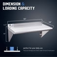thumbnail image 3 of Profeeshaw 18" x 36" 350 lb Commercial NSF Stainless Steel Shelf Wall Mount Floating Shelving, 3 of 8
