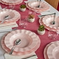 thumbnail image 2 of Elegant Plastic Plates for Party with Scalloped Rim (20 PC), Disposable Heavy-Duty Soup Plates for Wedding Reception - 12 oz, Fancy Plastic Dinnerware Sets with Silver Edge for Upscale Events - Pink, 2 of 5