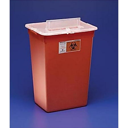 8970 Sharps Disposal Biohazard Waste Container with Rotor Lid, 2 Gallon Capacity, 10.5" Width x 10" Height x 7.25" Depth, Red Base (Case of 20)