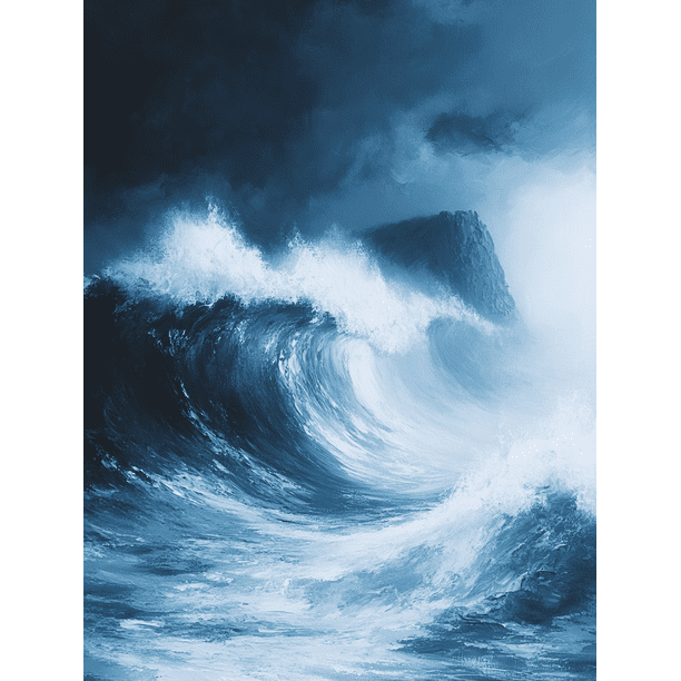 Qisvanset 12x16 Inch Stormy Wave Ocean Canvas Wall Art, Dramatic Seascape Coastal Living Bedroom Decor