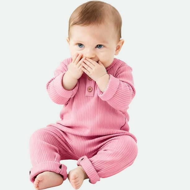 Cowsor Baby Boy Girl Solid Color One Piece Romper Jumpsuit Outfits Clothes