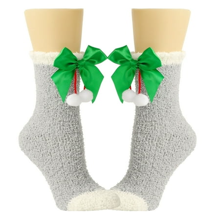 

BSDHBS Ankle Socks Women Socks Bowknot Pure Color Socks Over Festival Christmas Grey