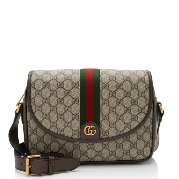 Pre-Owned Gucci GG Supreme Ophidia Web Flap Medium Messenger