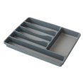 thumbnail image 2 of Bandeja de almacenamiento de cubiertos de 6 compartimentos, organizador de cajones de cocina, soporte de contenedor de utensilios, estantes de caja de Gris oscuro perfecl Bandeja de almacenamiento de cubiertos, 2 of 7
