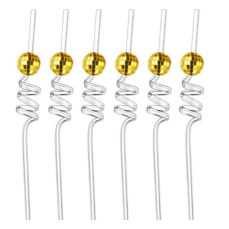 Disco Ball Straws - Spiral Transparent Drinking Straws for Party  Decorations and Beverage Stirrers